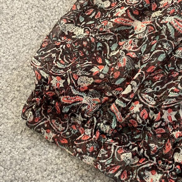 - Ella Moss Loose Floral 100% Silk Blouse Ruffled Neckline & Hem SMALL   - K918 - Picture 7 of 10